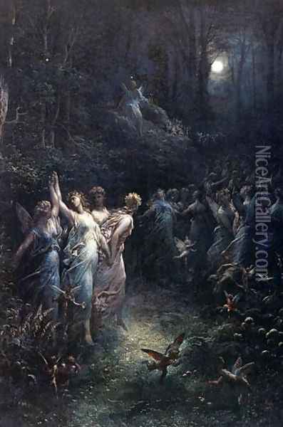 La Parque et L'Amour Oil Painting - Gustave Dore