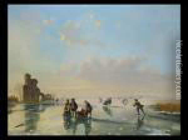 Eisvergnugen
Vor Der Stadt Oil Painting - Nicholas Jan Roosenboom