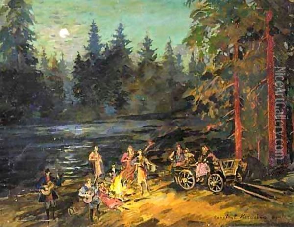 Gypsies By The River, Yaroslavl Gubernia, Russia Oil Painting - Konstantin Alexeievitch Korovin