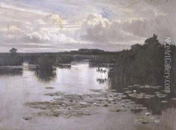 Norfolk Broads Oil Painting - Samuel Reid