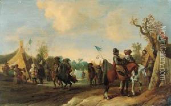 A Military Encampment With Cavalrymen Oil Painting - Palamedes Palamedesz. (Stevaerts, Stevens)