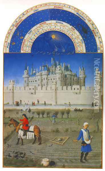 Les tres riches heures du Duc de Berry- Octobre (October) 1412-16 Oil Painting - Jean Limbourg