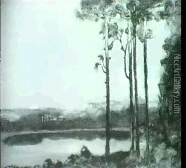 Dawn On The Lake Oil Painting - Thomas Edwin Mostyn