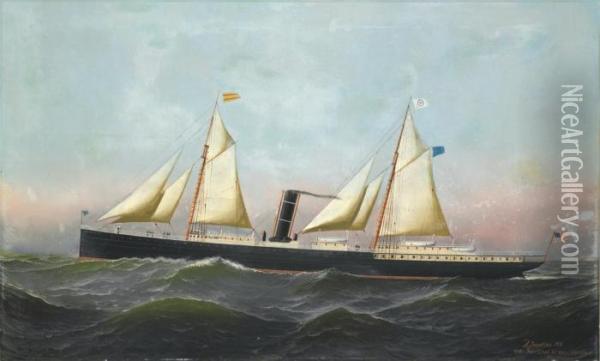 The S.s. 
Newport Oil Painting - Antonio Nicolo Gasparo Jacobsen