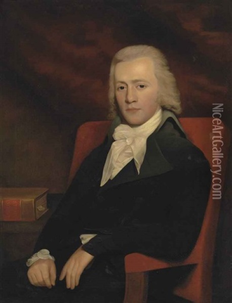 Portrait Of William Erskine, Lord Kinnedder (1756-1822), Three-quarter-length, In A Black Coat And White Cravat, Seated In An Interior By A Table Oil Painting - Sir Henry Raeburn