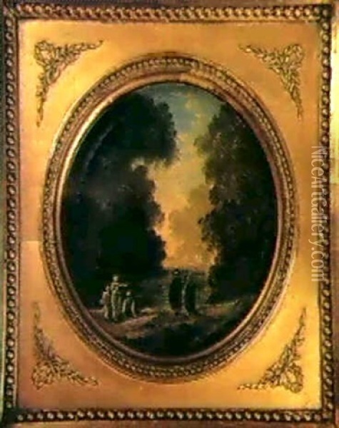 Personnages Au Bord D'une Riviere Oil Painting - Hubert Robert