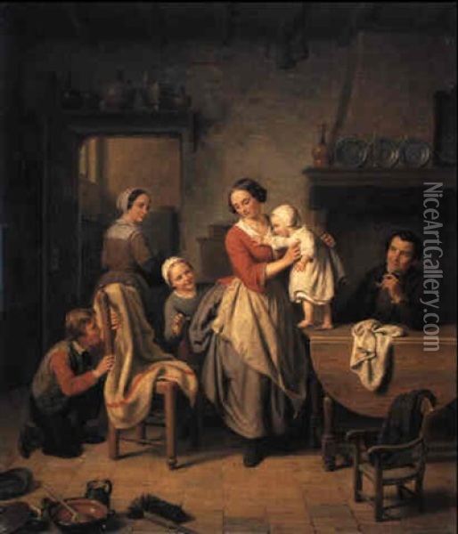 Familiengluck Oil Painting - Basile De Loose