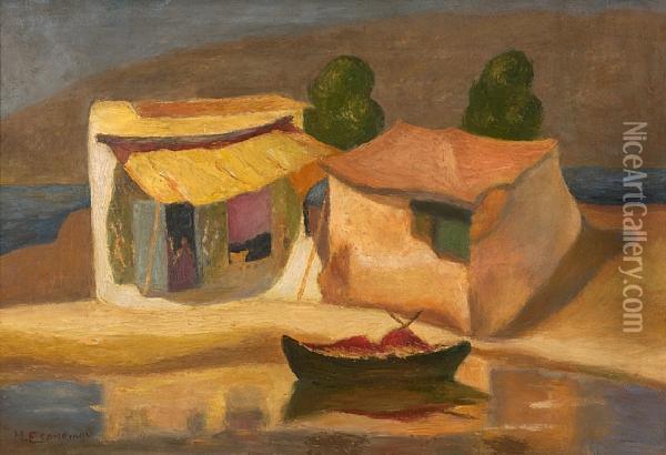 Houses By The Sea Oil Painting - Michalis Economou