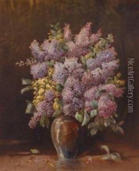 Lilacs In A Vase Oil Painting - Karl Vikas
