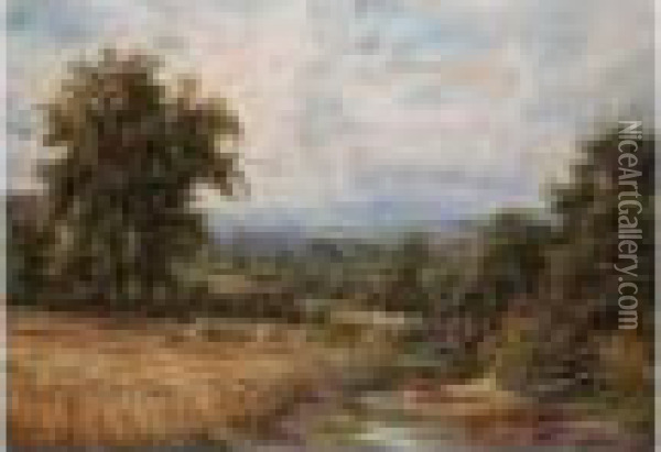 Summer Landscape With River Oil Painting - Edmund George Warren