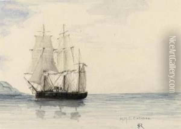 Autograph Log As Midshipman On Hms Oil Painting - Robert Falcon, Lt Scott
