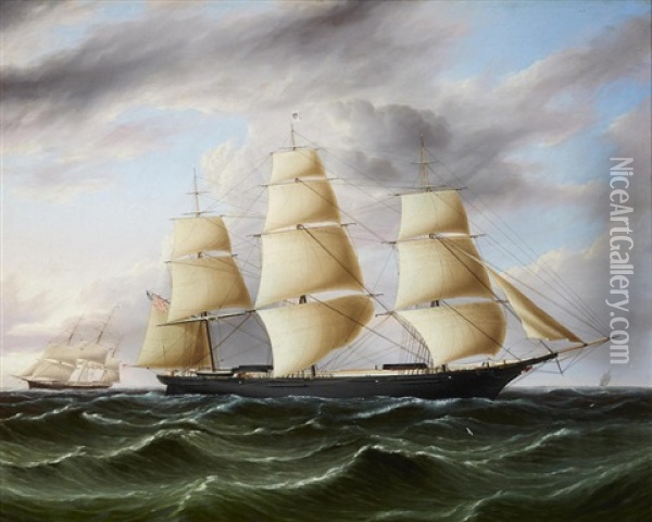 The American Clipper Ship Black Warrior Outward Bound Oil Painting - James Edward Buttersworth