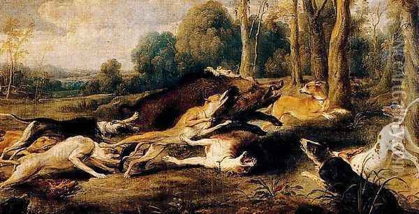 Boar harassed Oil Painting - Frans Snyders