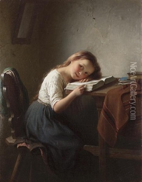 The Little Scholar Oil Painting - Johann Georg Meyer von Bremen