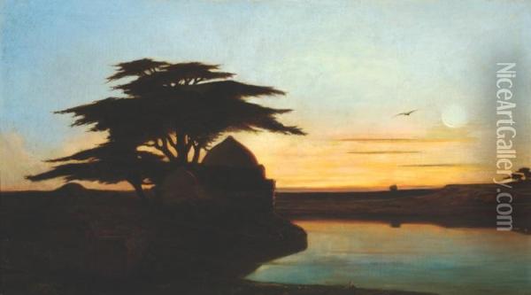 Sunset In The Orient Oil Painting - Anatole Henri de Beaulieu