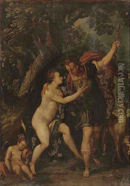 Venus and Adonis Oil Painting - Lambert Sustris