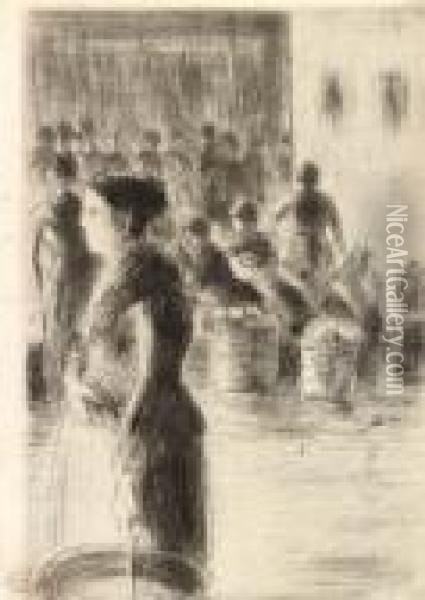 La Bonne Faisant Son Marche Oil Painting - Camille Pissarro