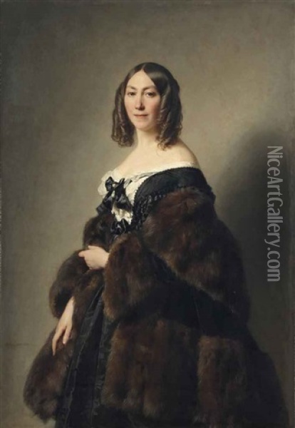 Portrait De Cecile Charlotte Furtado-heine Oil Painting - Hermann Winterhalter