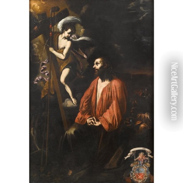 Angel With Praying Christ In Gethsemane Garden Oil Painting - Vincenzo Campi