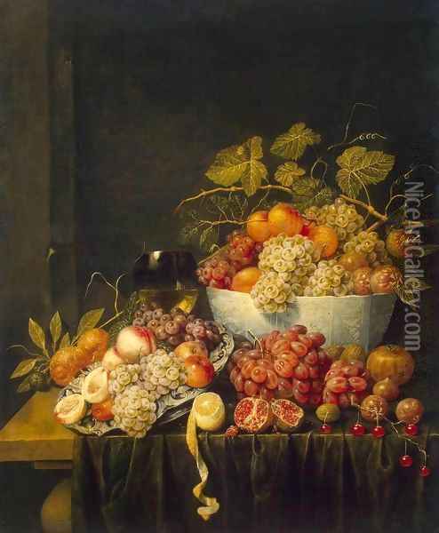 Still-Life with Grapes Oil Painting - Adriaen van Utrecht
