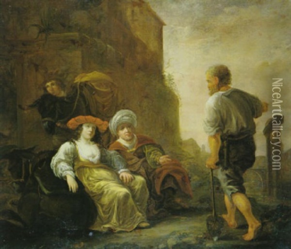 Der Levit Und Sein Kebsweib In Gibea Oil Painting - Jan van Noordt
