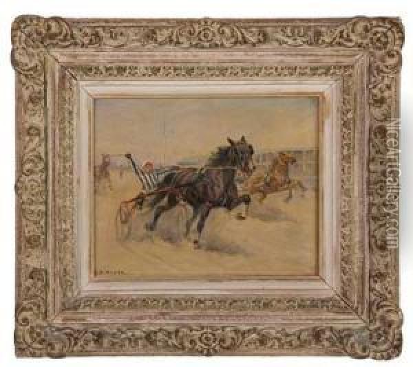 Harness Race Oil Painting - C. Bauer