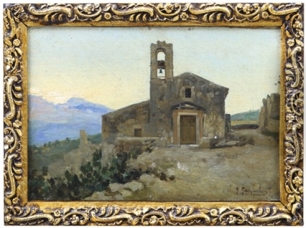 Paesaggio Con Chiesa Oil Painting - Enrico Gargiulo