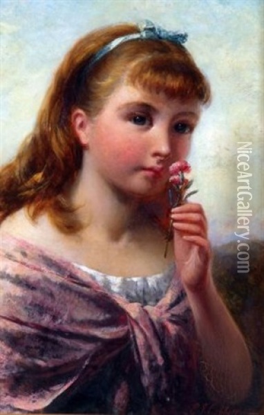 Portrait Of A Young Girl Oil Painting - Edward John Cobbett