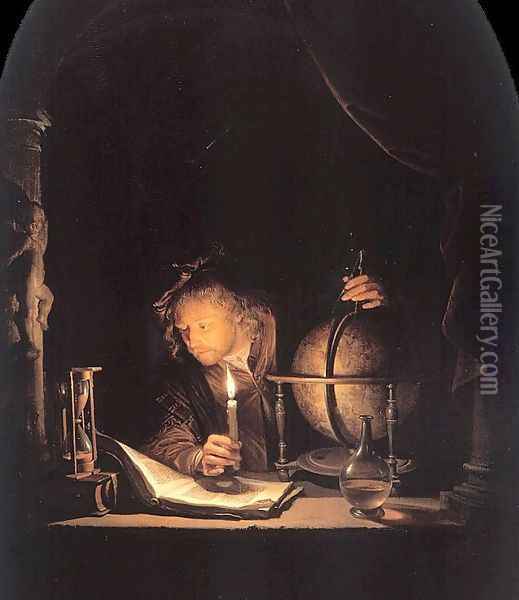 The Astronomer By Candlelight Oil Painting - Gerrit Dou