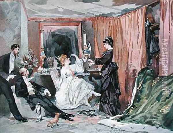 The Dressing Room of Hortense Schneider 1833-1920 at the Theatre des Varietes Oil Painting - Etienne Carjat