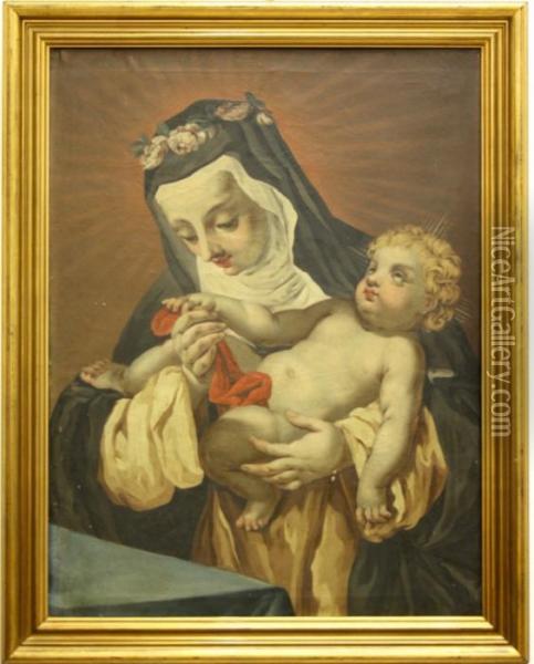 ''santa Rosa Da Lima Col Bambin Gesu' '' Oil Painting - Francesco Trevisani