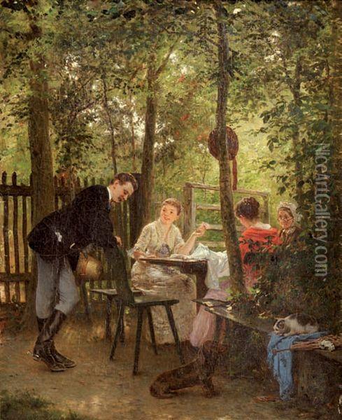 Im Fostergarten Oil Painting - Wilhelm A. Lebrecht Amberg