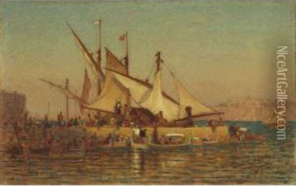 The Harbor At Malta Oil Painting - Louis Comfort Tiffany