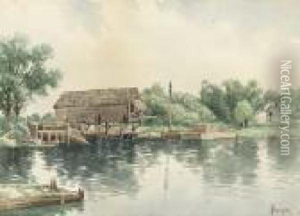 The Boathouse Oil Painting - Alfred Thompson Bricher