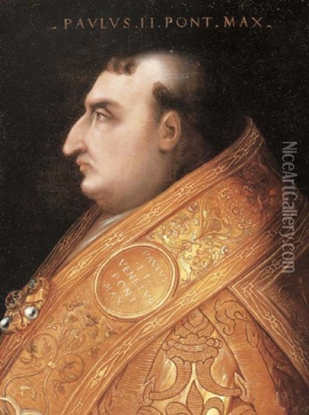 Portrait Of Pope Paul Ii Oil Painting - Cristofano di Papi dell' Altissimo