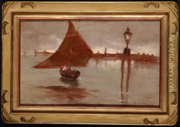 Barche In Laguna Oil Painting - Giuseppe Conedera