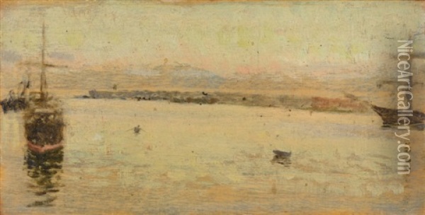 Port Le Soir, Circa 1866 Oil Painting - Giuseppe de Nittis