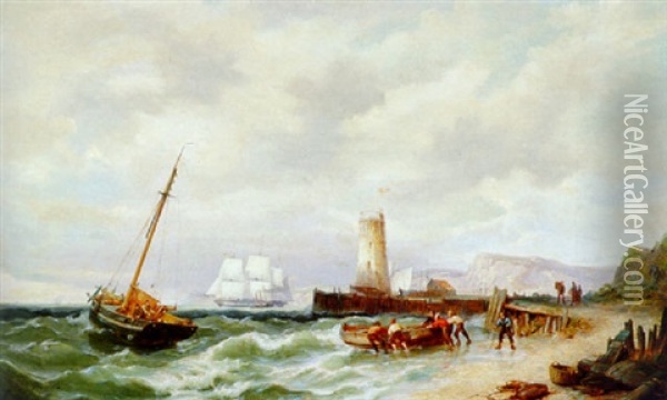 Shipping Off The Coast, England Oil Painting - Pieter Cornelis Dommershuijzen