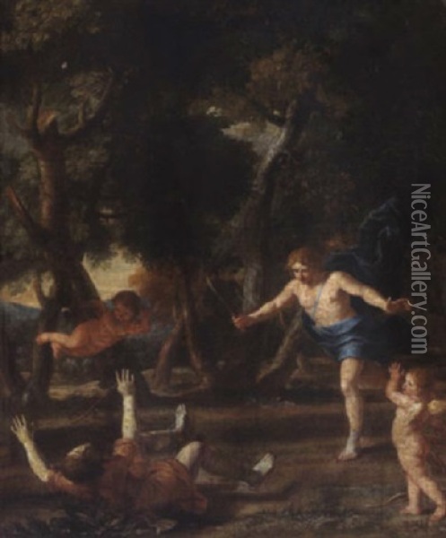 Zwei Manner Beim Ballspiel Oil Painting - Giacinto Gimignani