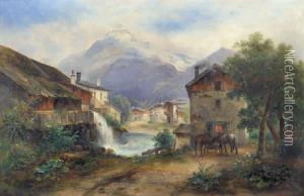 Brixlegg In Tirol Oil Painting - Emil Barbarini