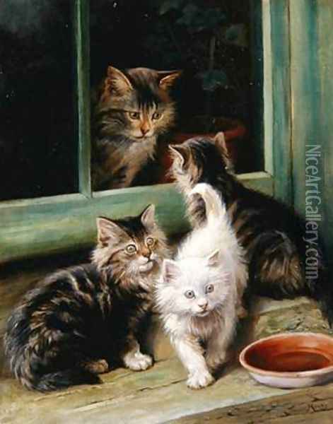 Kittens Oil Painting - Fannie Moody