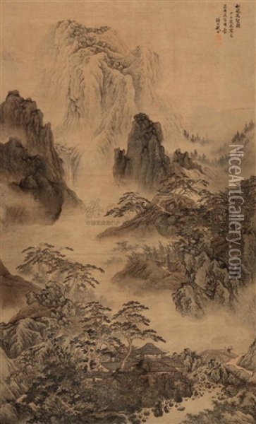 Pine Trees In Mountains Oil Painting -  Wu Dan