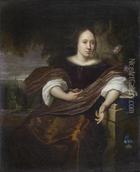 Portrait De Femme Dans Un Jardin Oil Painting - Karel De Moor