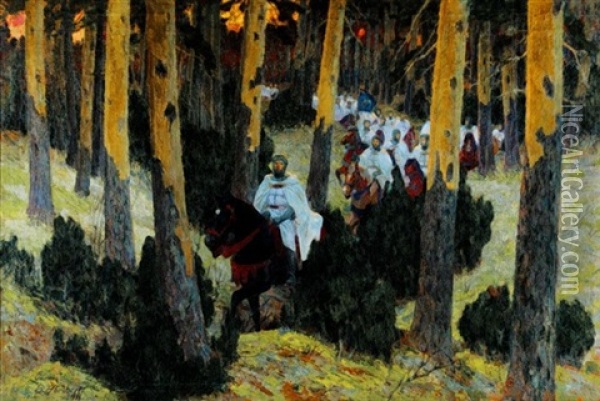 Knights Of The Livonian Order Oil Painting - Bernard Christian Borchert
