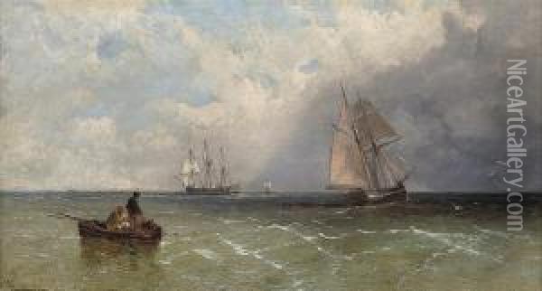 Hauling In The Lobster Pots Oil Painting - James Edwin Meadows