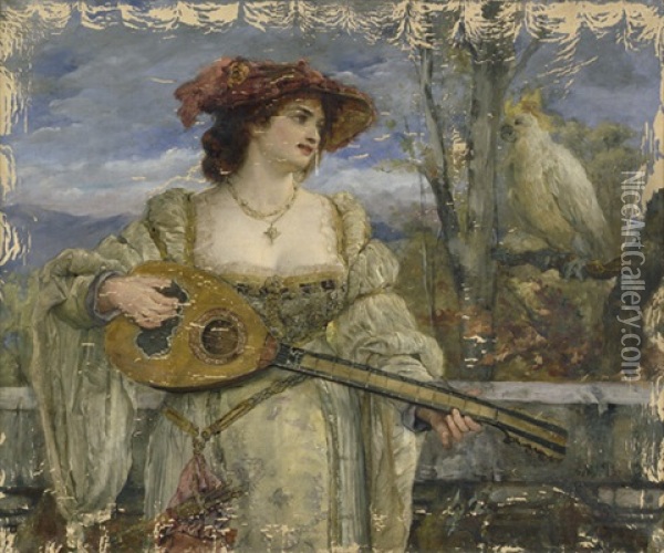 Die Lautenspielerin Oil Painting - Maria (Philips-Weber) Weber