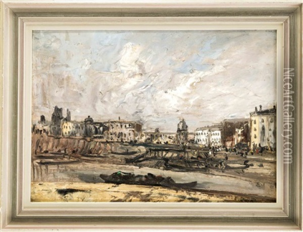Pont De L'estacade (paris) Oil Painting - Edouard-Jacques Dufeu
