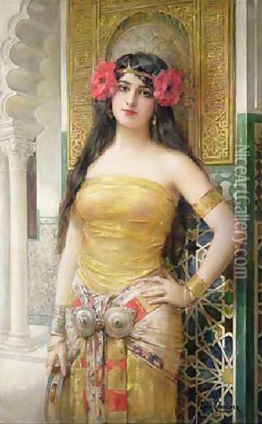 Poppies The Oriental Woman Oil Painting - Leon Francois Comerre
