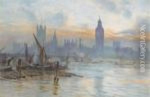 The Houses Of Parliament Oil Painting - Herbert Menzies Marshall