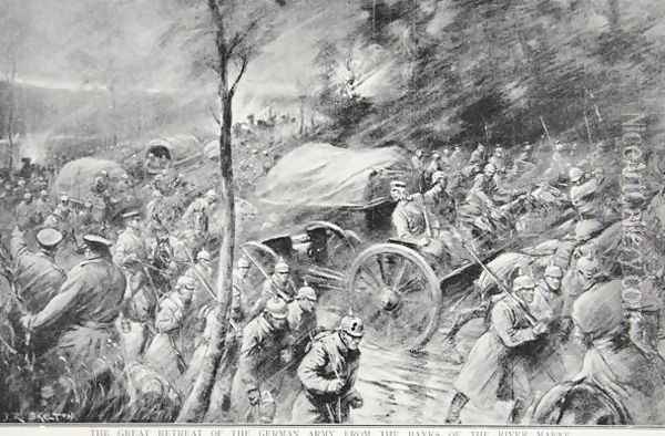 The Great Retreat of the German Army from the Banks of the River Marne in 1914 Oil Painting - Joseph Skelton